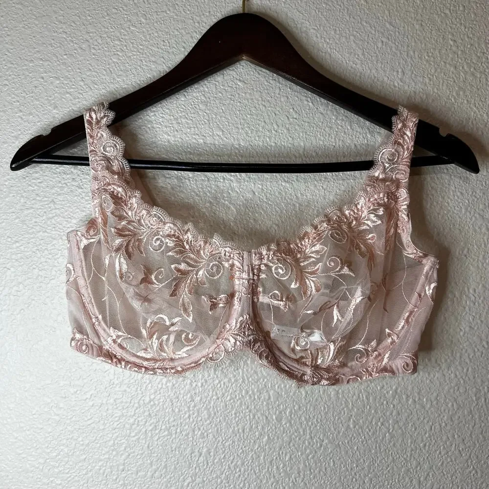 Soma light pink Senseous lace sheer unlined underwire bra 38DD